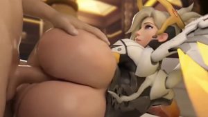  Big boobs Pharah and sexy Mercy threesome sex and more