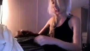  Seductive blonde teen with lovely boobs sucks a long prick