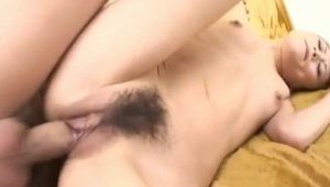  Miina Yoshihara has mouth and hairy twat pumped by strong penis